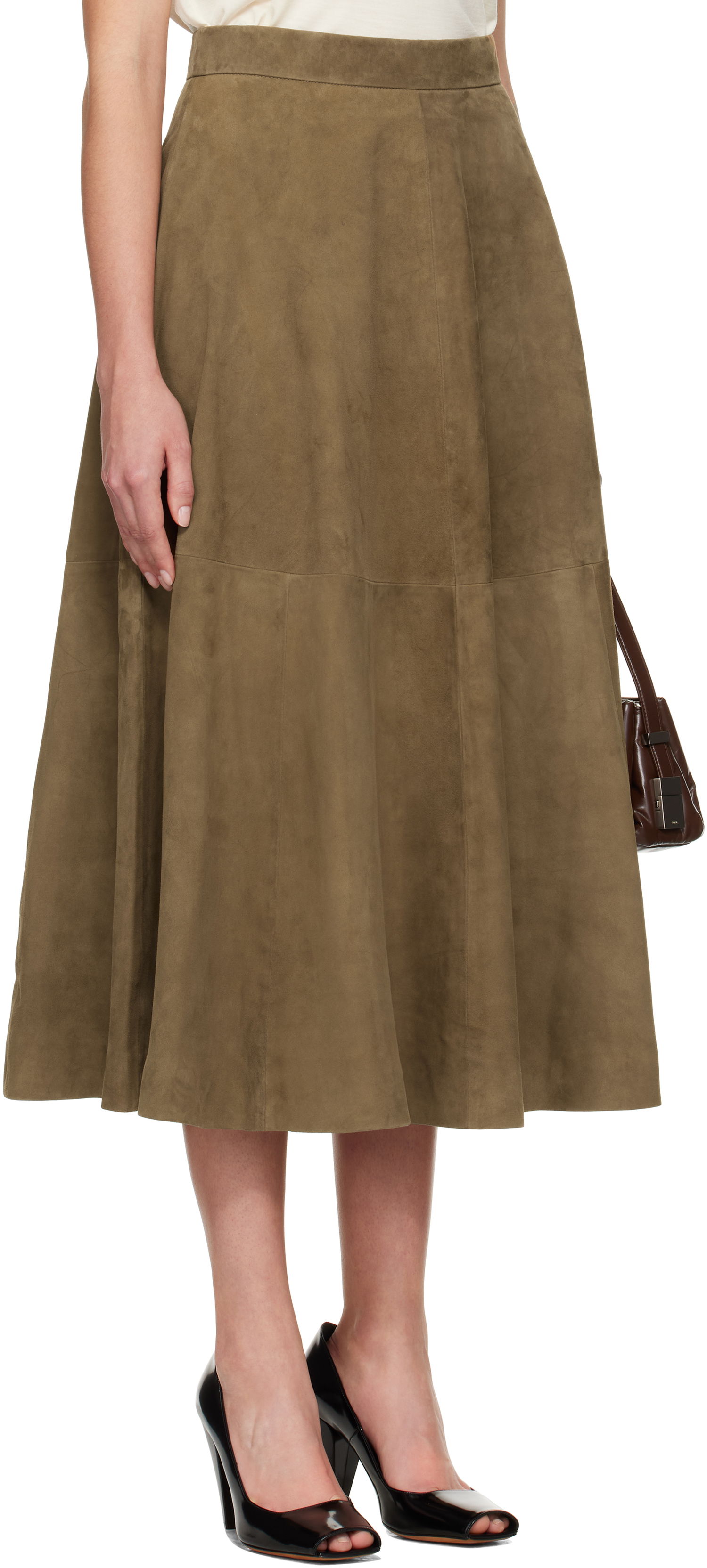 Kjol Róhe Róhe A-Line Suede Midi Skirt Grön | 414-32-144, 1