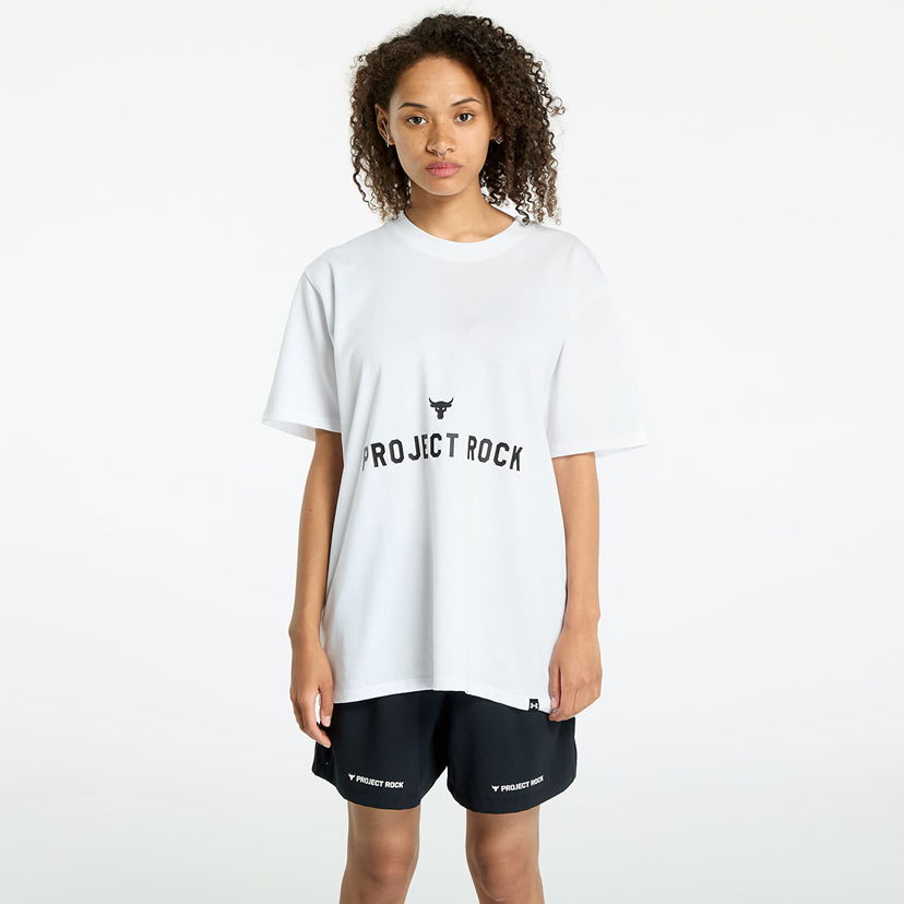 T-shirt Under Armour Project Rock Campus Q3 T-Shirt White/ Black Vit | 1386440-100
