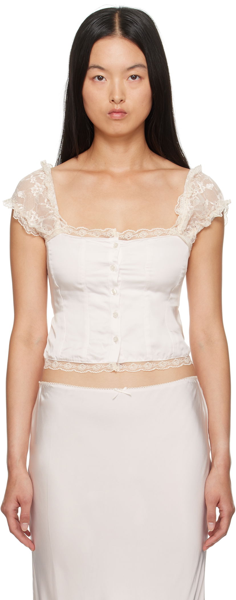 Linne GUIZIO Guizio Kahli Lace Top Vit | F24106W022