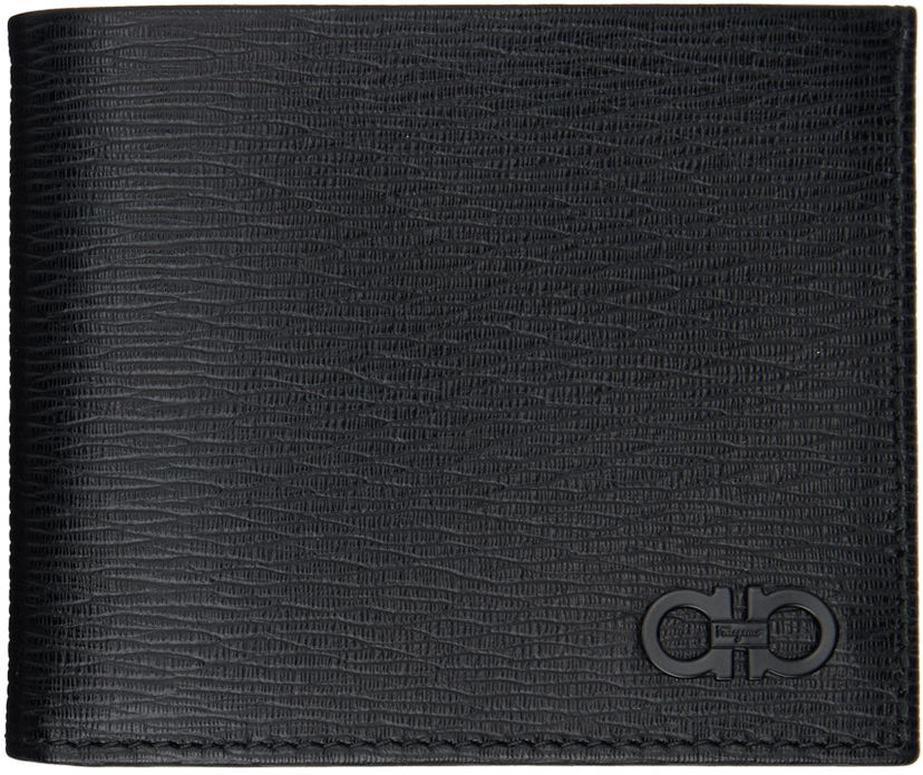 Plånbok FERRAGAMO Bifold Textured Leather Wallet Svart | 733308