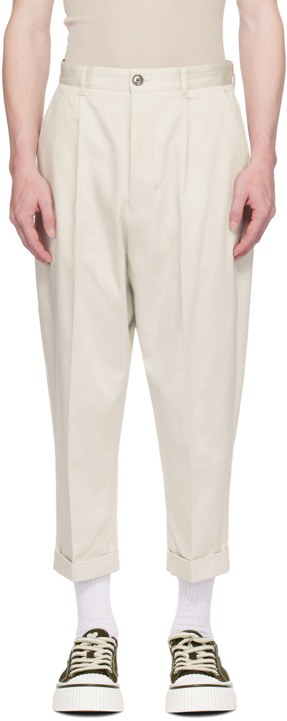 Byxor AMI Paris Carrot-Fit Trousers Vit | HTR101.CO0009
