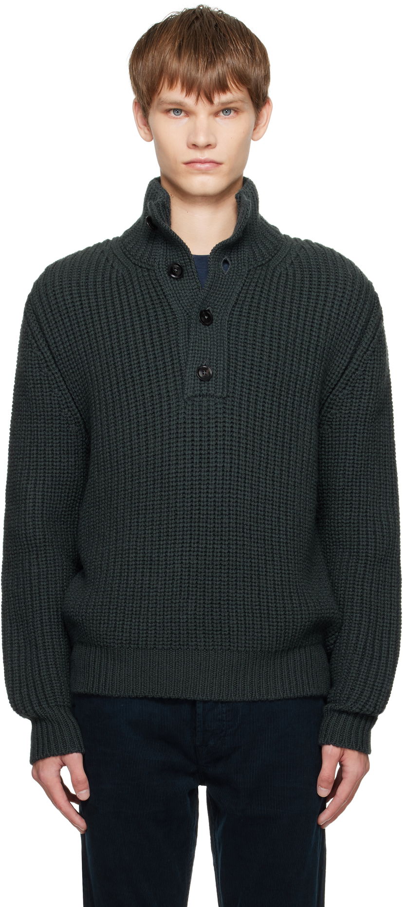 Sweater Tom Ford TOM FORD Cashmere Wool Half Button Sweater Grön | KTL006-YMW090