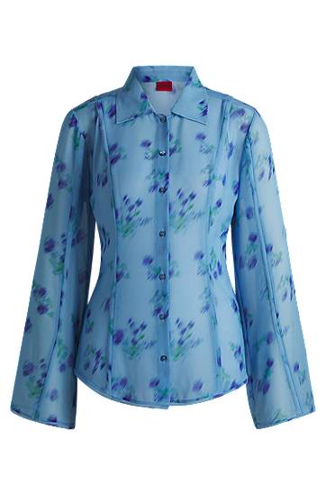 Skjorta BOSS Slim Fit Floral Print Blouse Blå | 50531573, 0