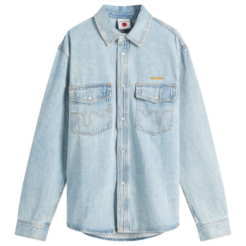 Skjorta BBC IceCream ICECREAM Chainstitch Denim Shirt, Size Large Blå | ICD25105-BLU