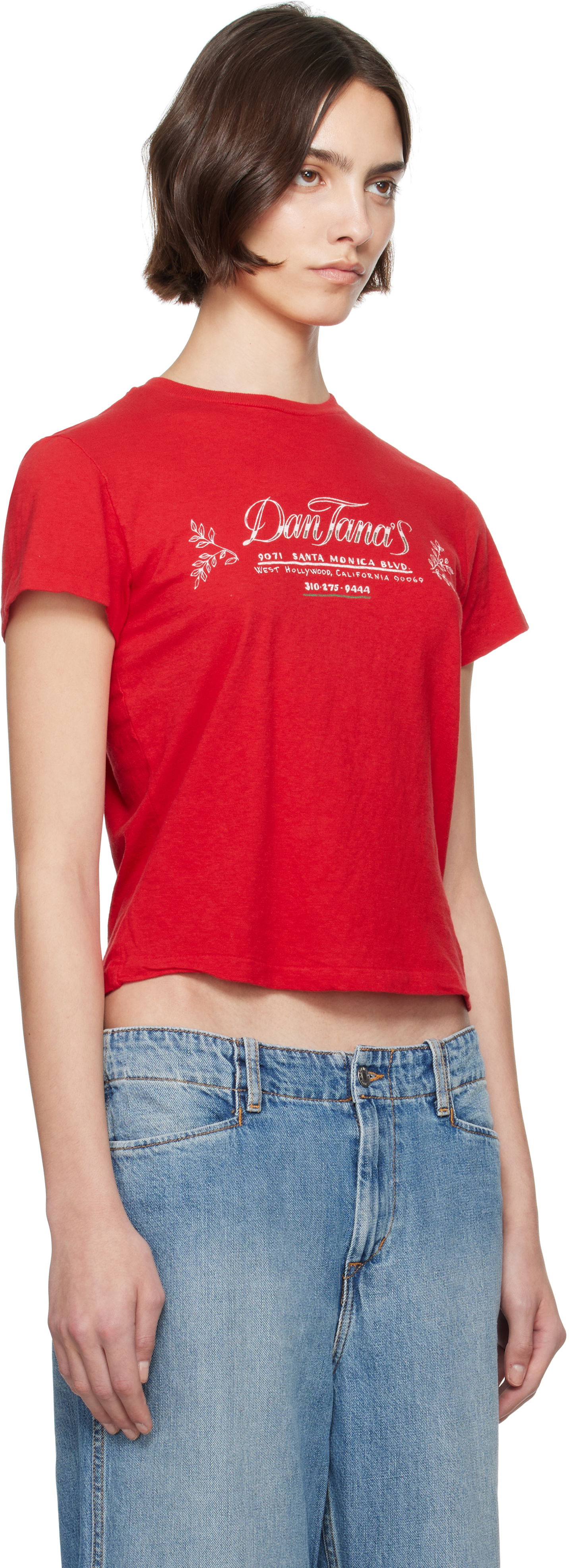 Crop top RE/DONE Re/Done Classic 'Dan Tana's' Cropped T-Shirt Röd | 024-02WCGT336, 1