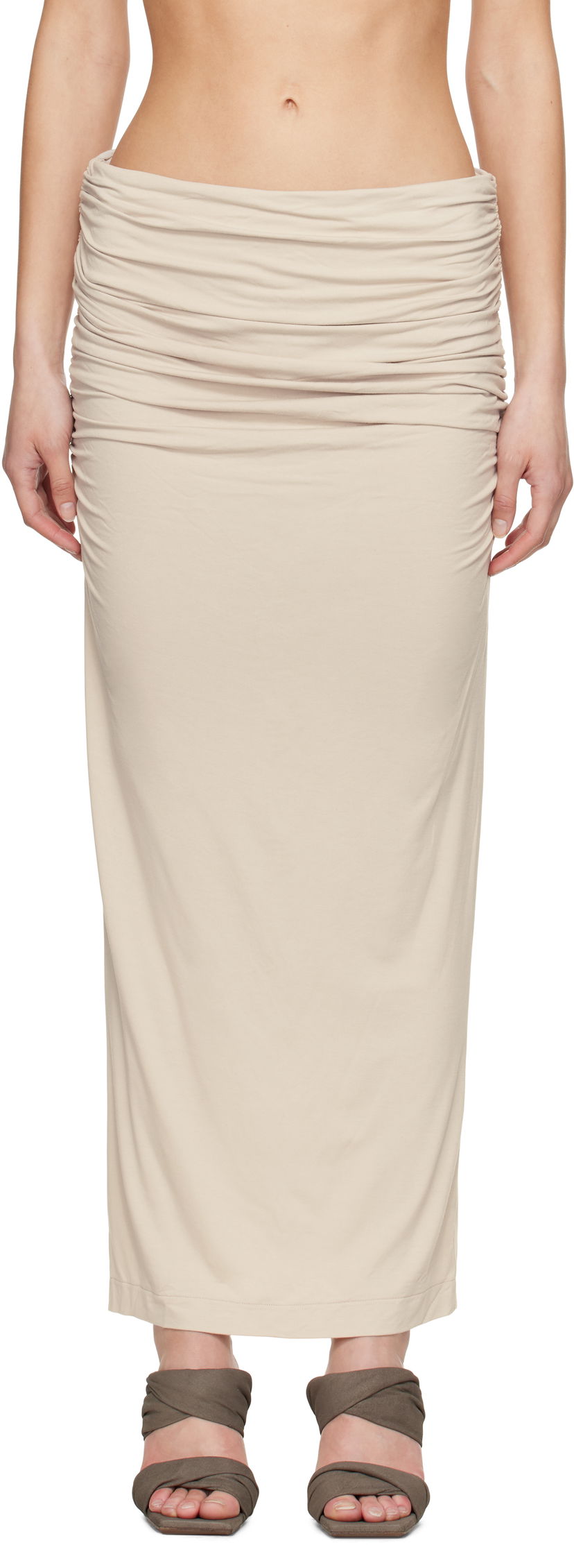 Kjol Entire Studios Entire Studios Surge Maxi Skirt Beige | ESW-S25-7011-ST