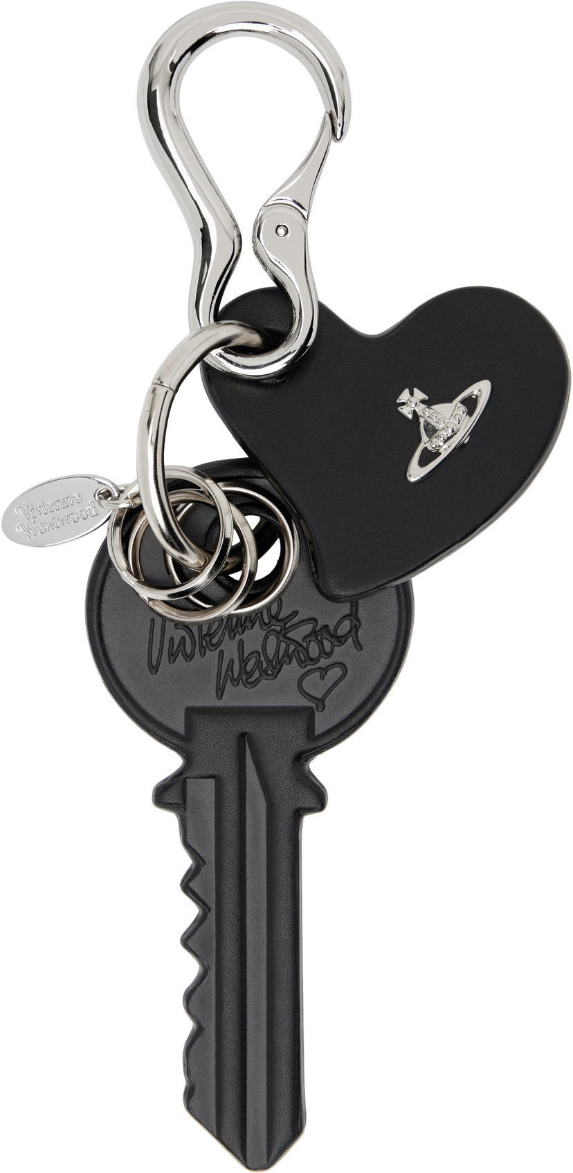 Nyckelringar Vivienne Westwood Vivienne Westwood Leather Key and Heart Keychain Svart | 8203012HU-L00AT-