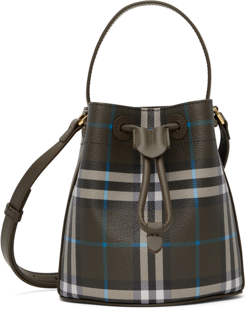 Handväska Burberry Burberry Mini Check Bucket Bag Grön | 8108303