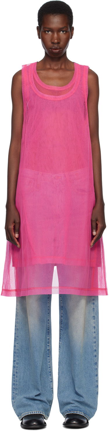 Linne Comme des Garçons Homme Plus Jersey & Nylon Tulle Tank Top Rosa | PO-T027-051, 0