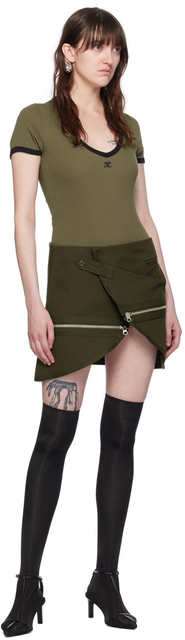 Kjol Courrèges Courrèges Asymmetrical Zippered Miniskirt Grön | 224CJU166CO0117, 3