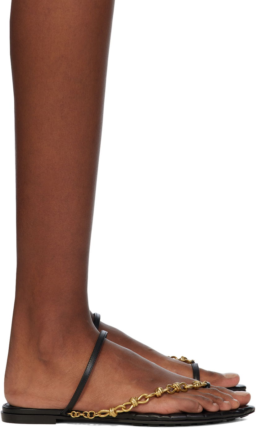 Sneakers och skor Bottega Veneta Leaf Flat Sandals Svart | 775510 V3H60