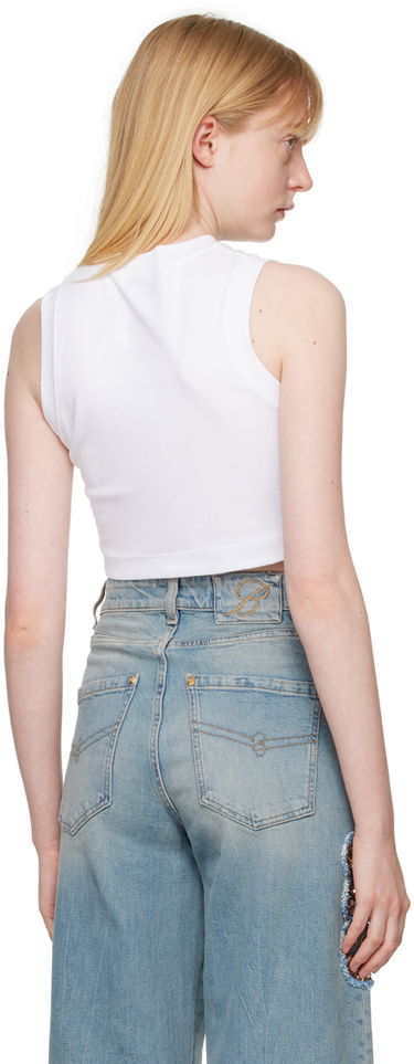 Linne Blumarine White Crystal-Cut Tank Top Vit | P444T037A, 2