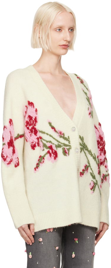 Sweater Blumarine Floral Embroidered Cardigan Grå | A422M489A, 4