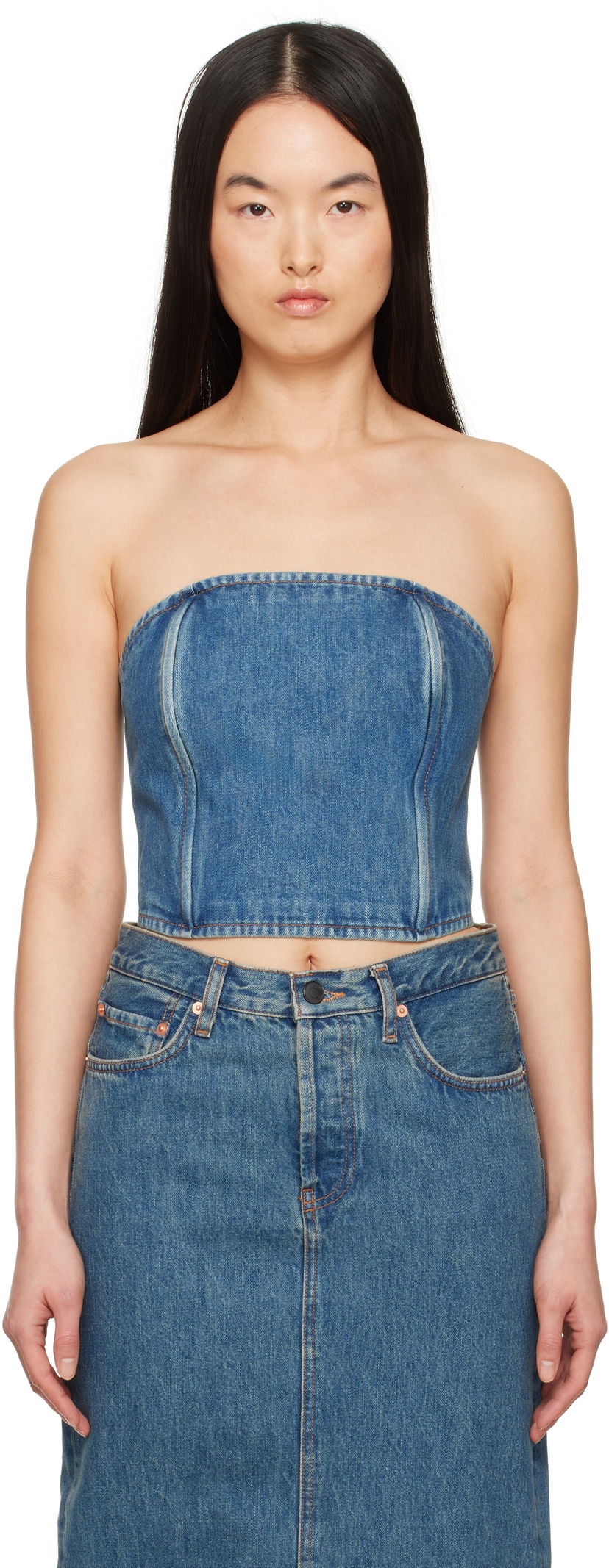 Kjol WARDROBE.NYC WARDROBE.NYC Denim Tube Top Blå | W1078PC