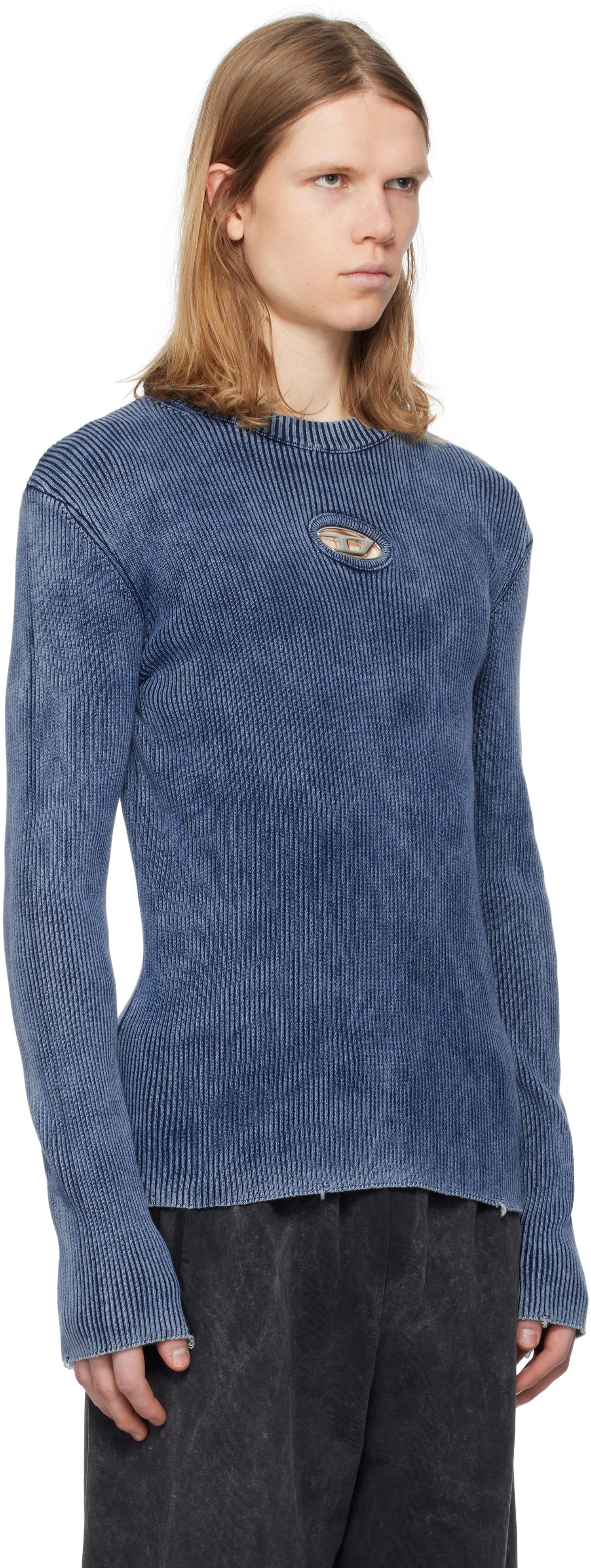 Sweater Diesel Diesel K-Darin-D Cutout Ribbed Sweater Blå | A17512-0ANAH-8AT, 1