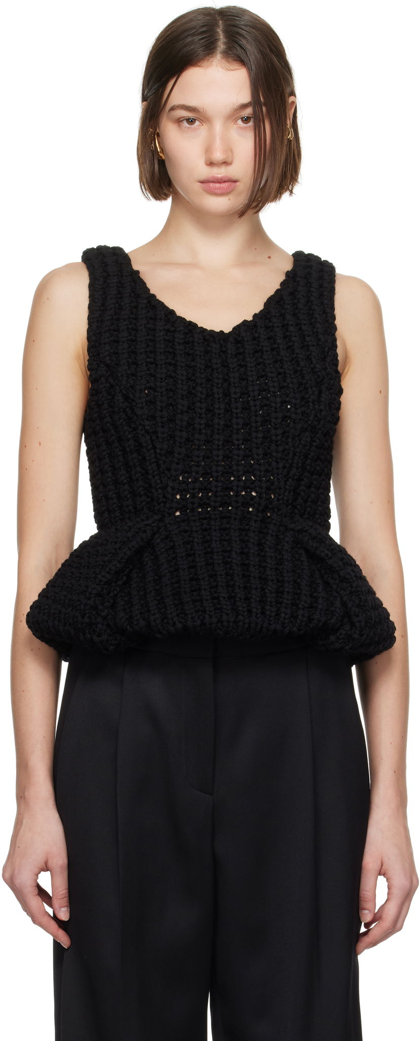 Linne Givenchy Slim Fit Peplum Tank Top Svart | BW90T44ZP6001
