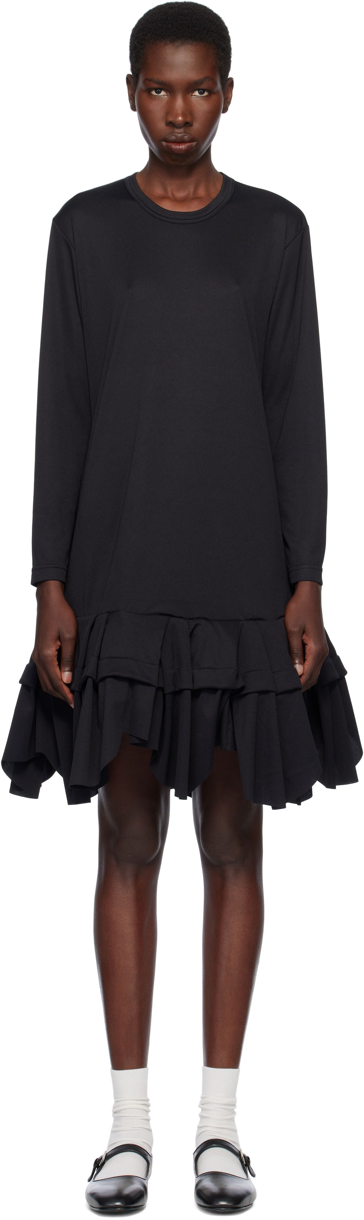 Klä Comme des Garçons Comme des Garçons Midi Dress with Ruffles Svart | RO-T009-051-1, 0