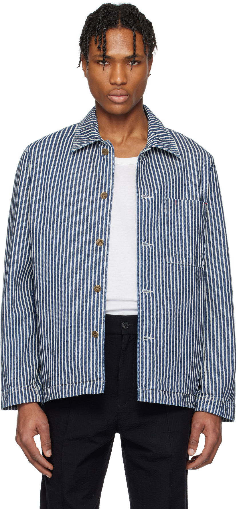 Skjorta A.P.C. A.P.C. Raphael Striped Denim Jacket Blå | COHHG-H32001