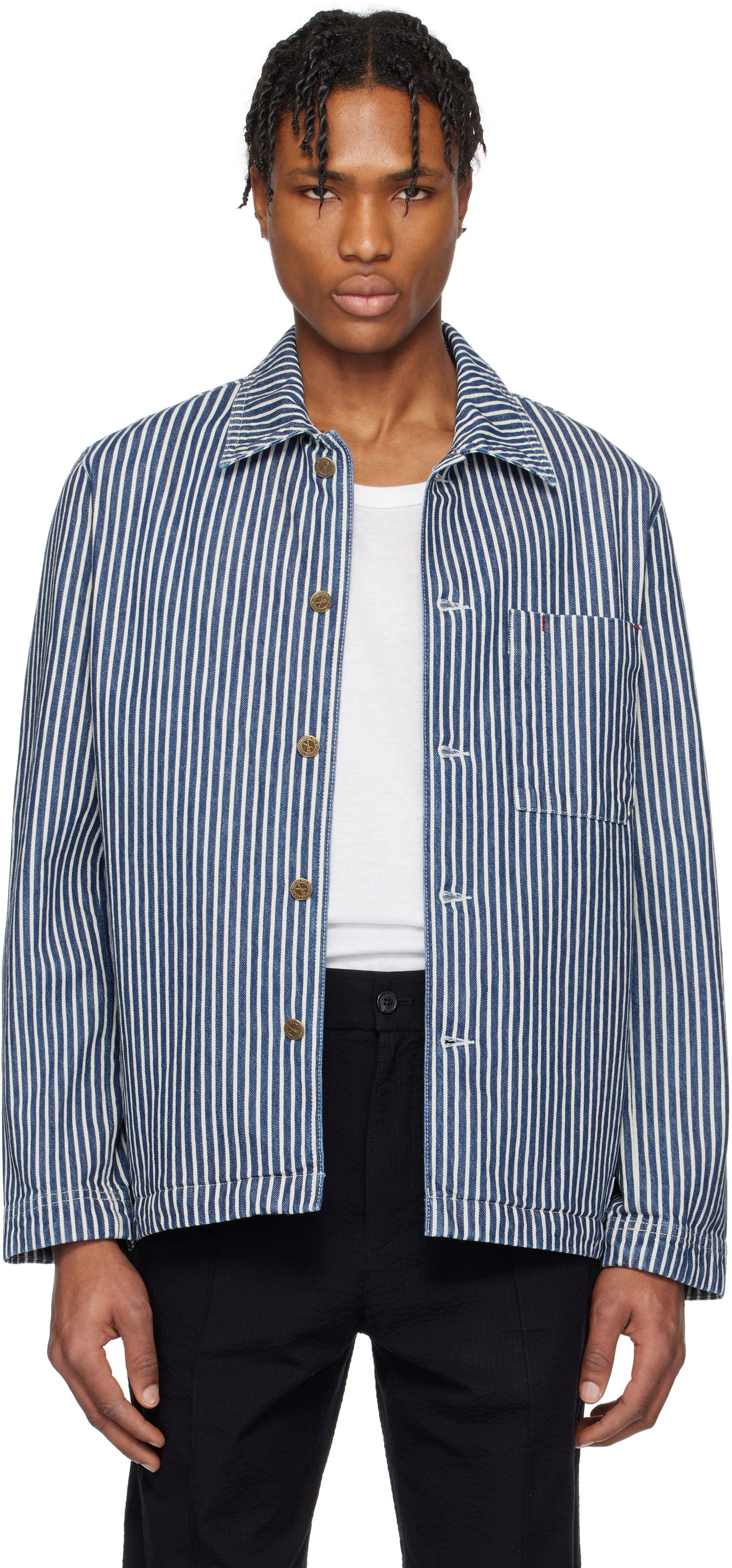 Skjorta A.P.C. A.P.C. Raphael Striped Denim Jacket Blå | COHHG-H32001, 0
