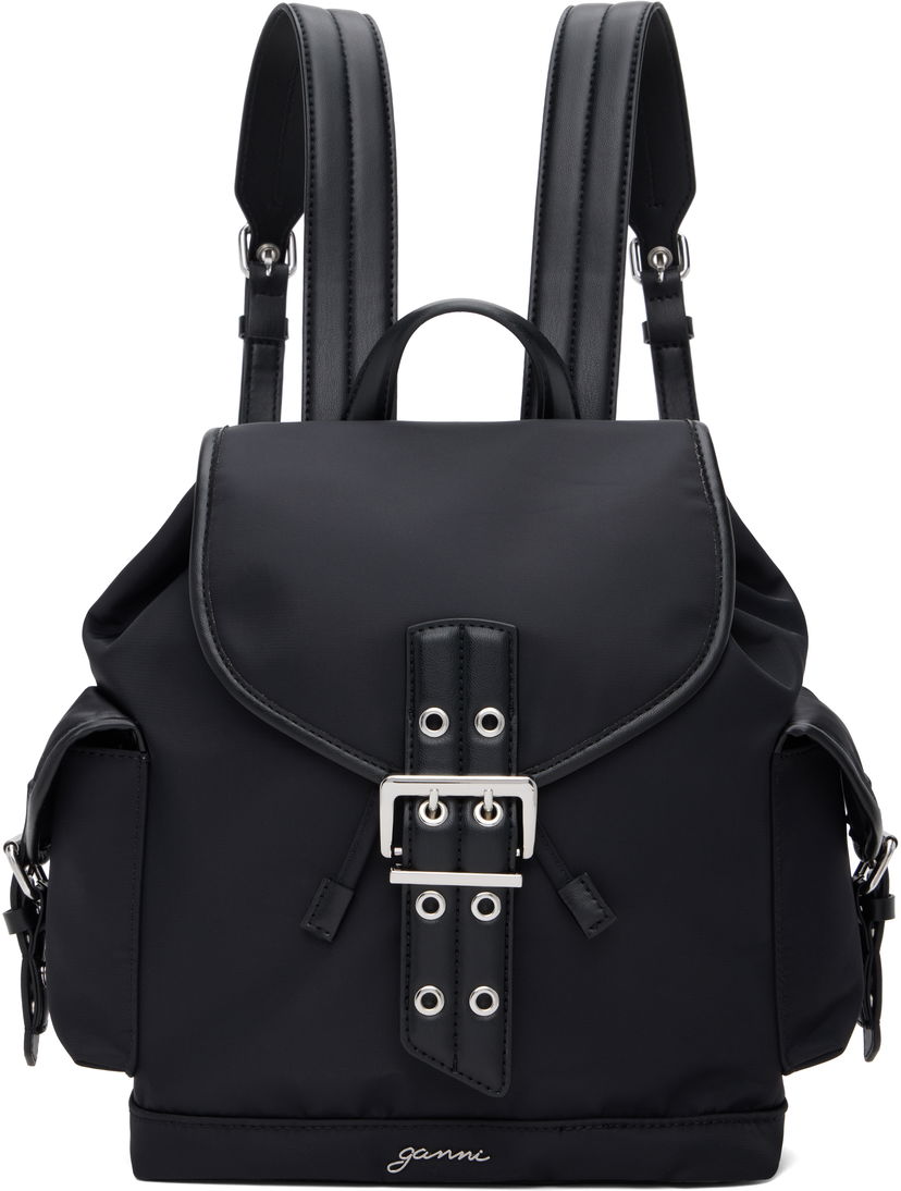 Ryggsäck GANNI GANNI Small Bucky Nylon Backpack Svart | A6528