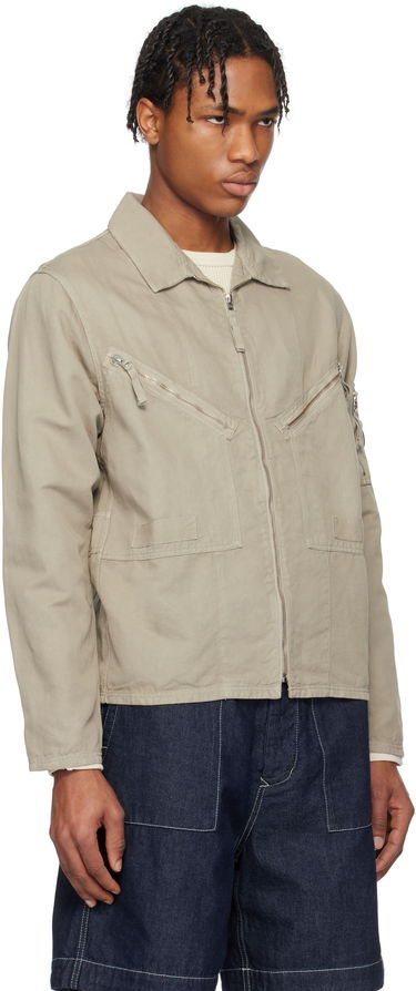 Bomberjacka C.P. Company C.P. Company Cotton Linen Zip Overshirt Beige | 18CMOS103A-006273G, 1