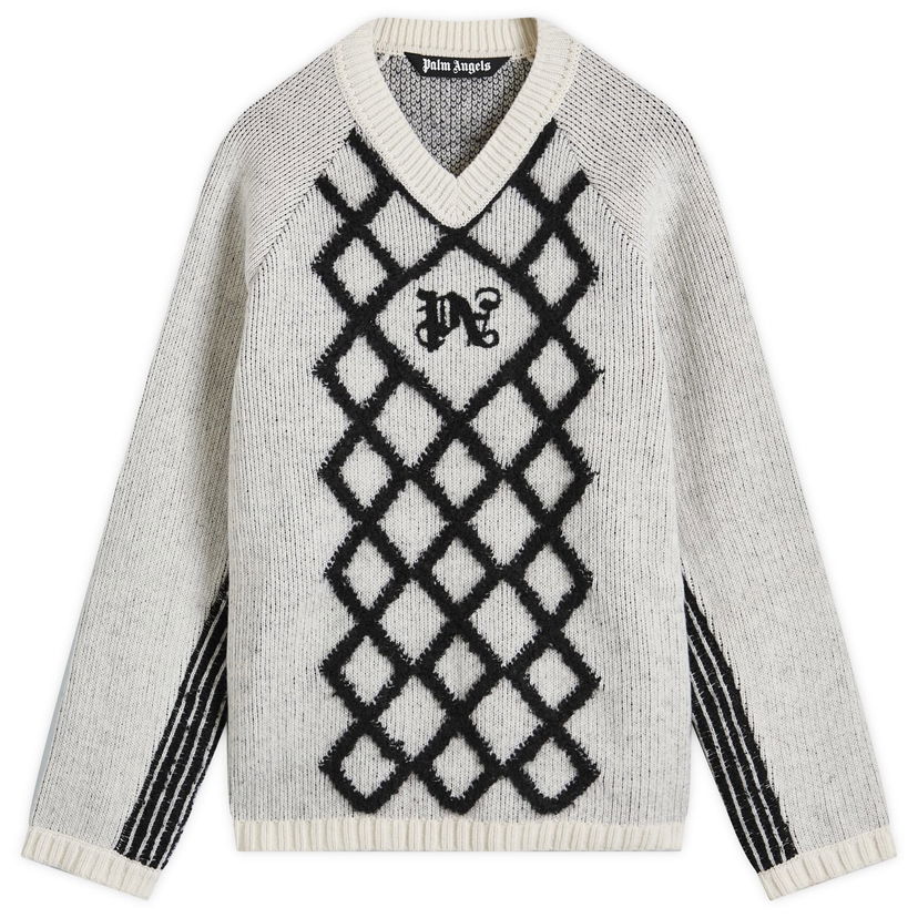 Sweater Palm Angels V-Neck Knit Large Vit | PMHD015F24KNI0020310
