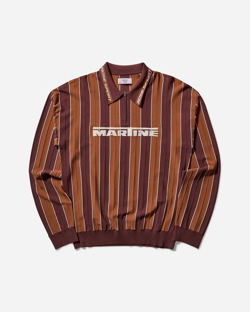Sweater Martine Rose Striped Logo Polo Shirt Brun | 958YA12700