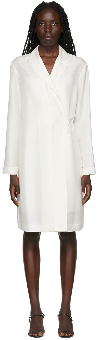 Klä The Row Exclusive Wrap Silk Mini Dress Vit | 6462-W2243