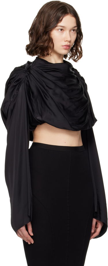 Crop top Rick Owens Rick Owens Hollywood Claudette Draped Crop Top Svart | RO01E7264 SCH, 1