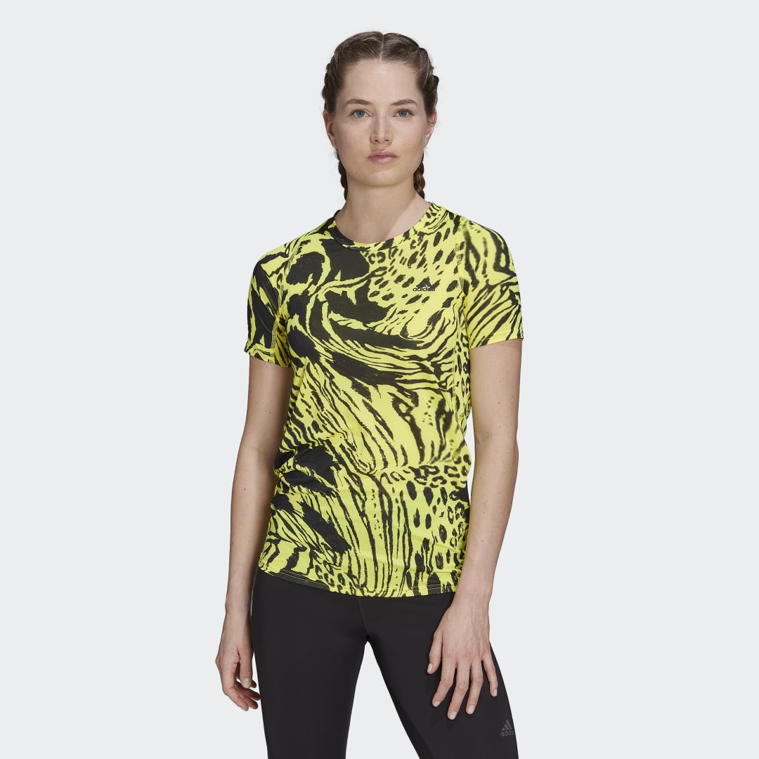 T-shirt adidas Performance Fast Allover Print Running Gul | HC6346, 1