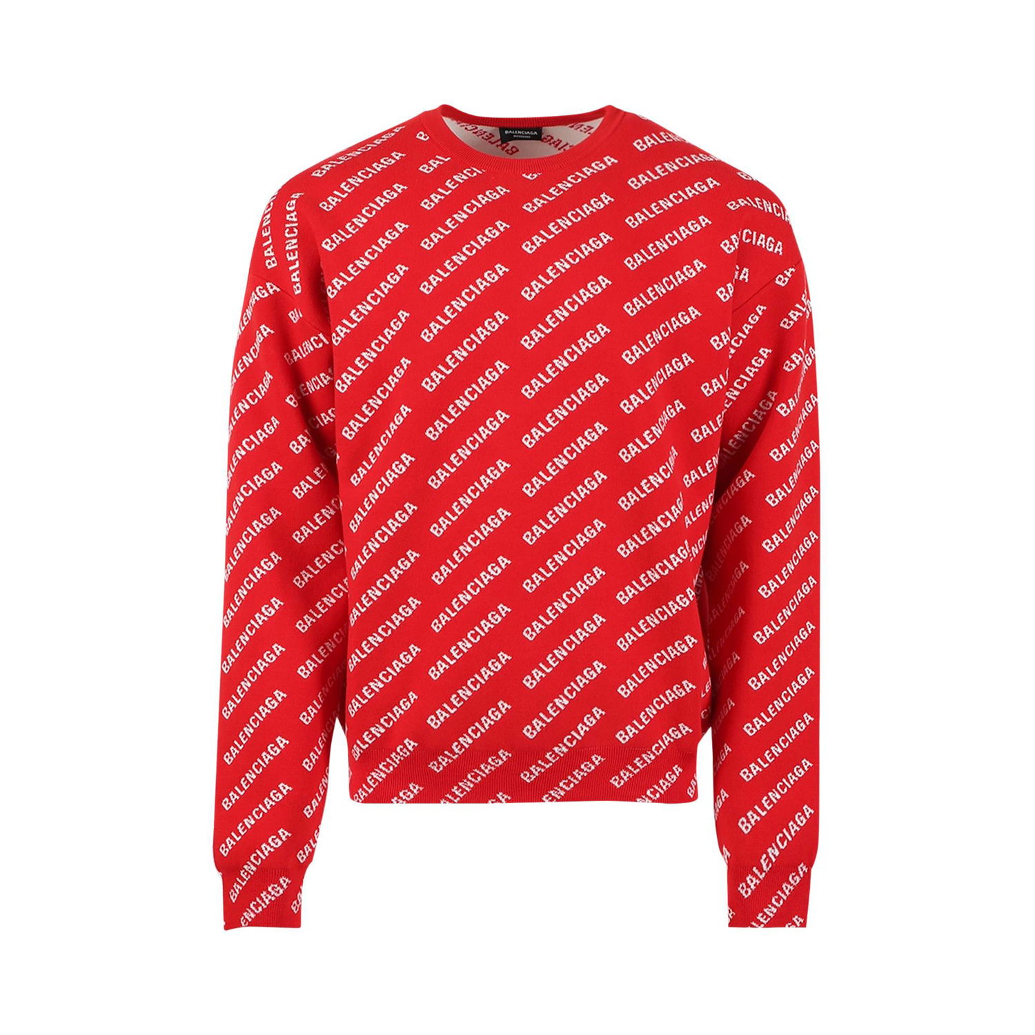 Sweater Balenciaga All Over Logo Crewneck Röd | 702952 T3233 6090, 1