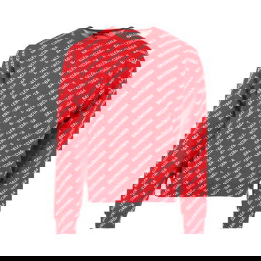 Sweater Balenciaga All Over Logo Crewneck Röd | 702952 T3233 6090, 1