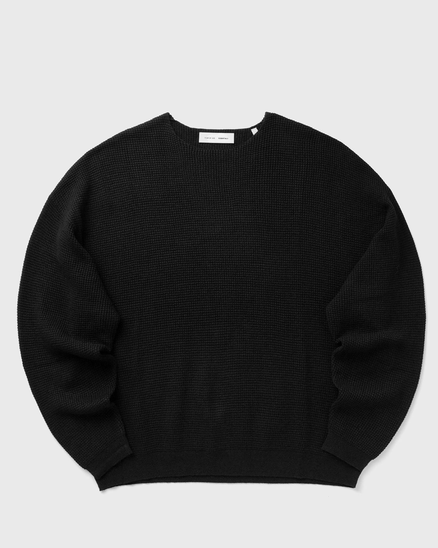 Sweater Fear of God Waffle Knit Long Sleeve Crewneck Sweater Svart | 192SP256160F-861, 1
