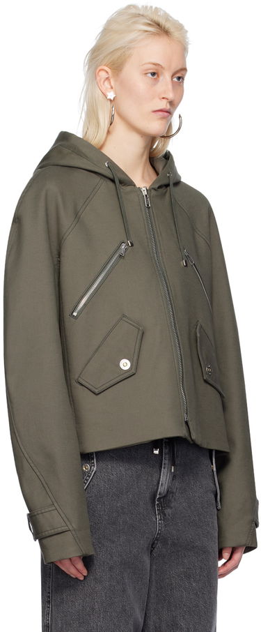 Vindjacka Dion Lee Cropped Hooded Zip-Up Jacket Grön | C4057PS24, 1