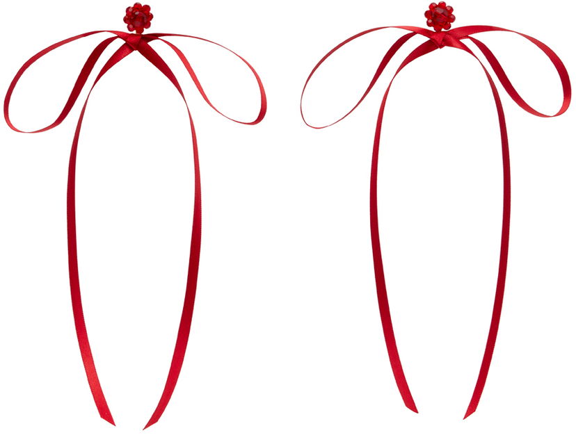 Pin Simone Rocha Simone Rocha Bow Ribbon Stud Earrings Röd | ERG389 0903