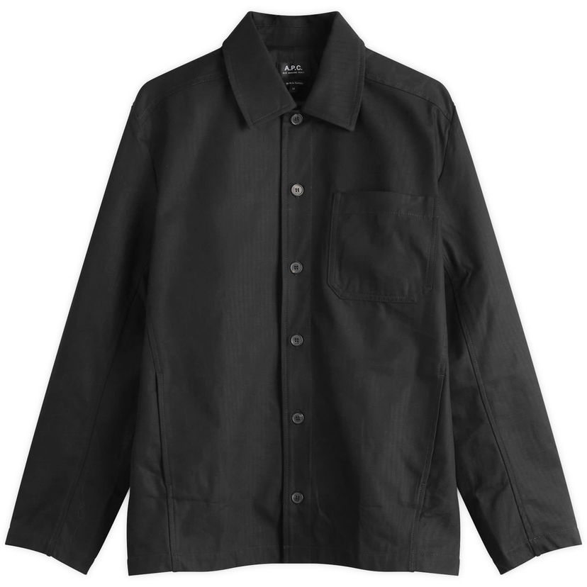 Jacka A.P.C. Men's Jeffray Herringbone Cotton Shirt Jacket Svart | COHHW-H02991-LZZ