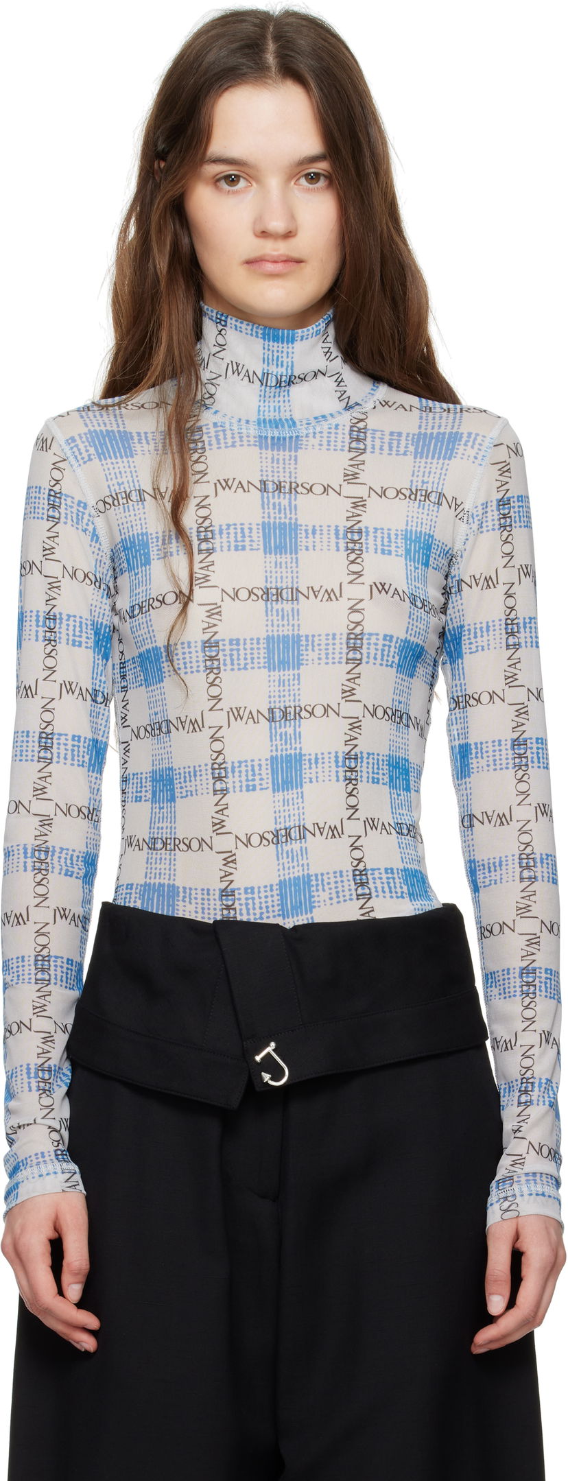 T-shirts och linne JW Anderson JW Anderson Semi-Sheer Logo Turtleneck Top Vit | JO0224-PG1721