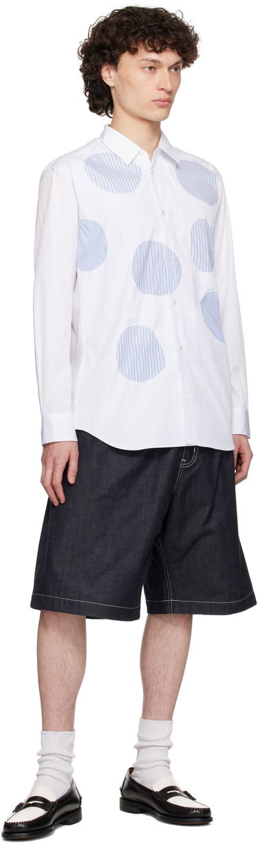 Skjorta Comme des Garçons Comme des Garçons Shirt Plain & Stripe Shirt Vit | FO-B015-S25, 3