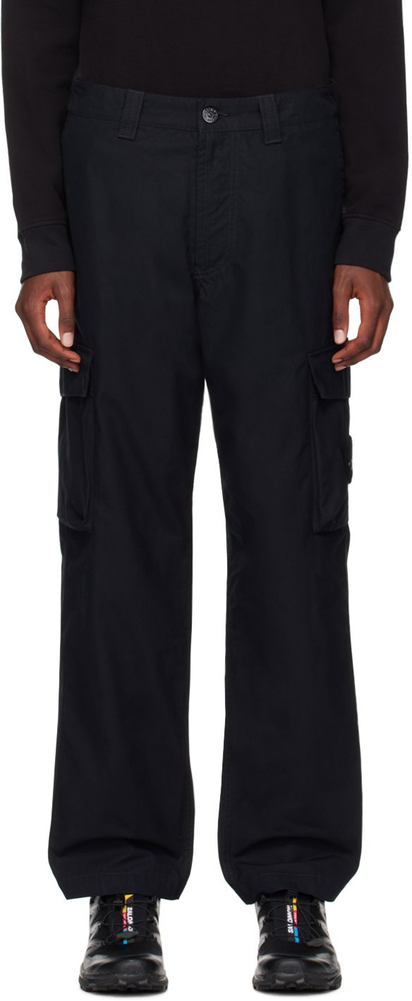 Cargo byxor Stone Island Black Logo Patch Cargo Pants Svart | 8115311F1