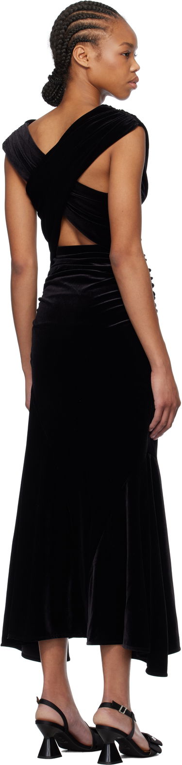 Klä GANNI GANNI Velvet Ruched Maxi Dress Svart | T4102, 2