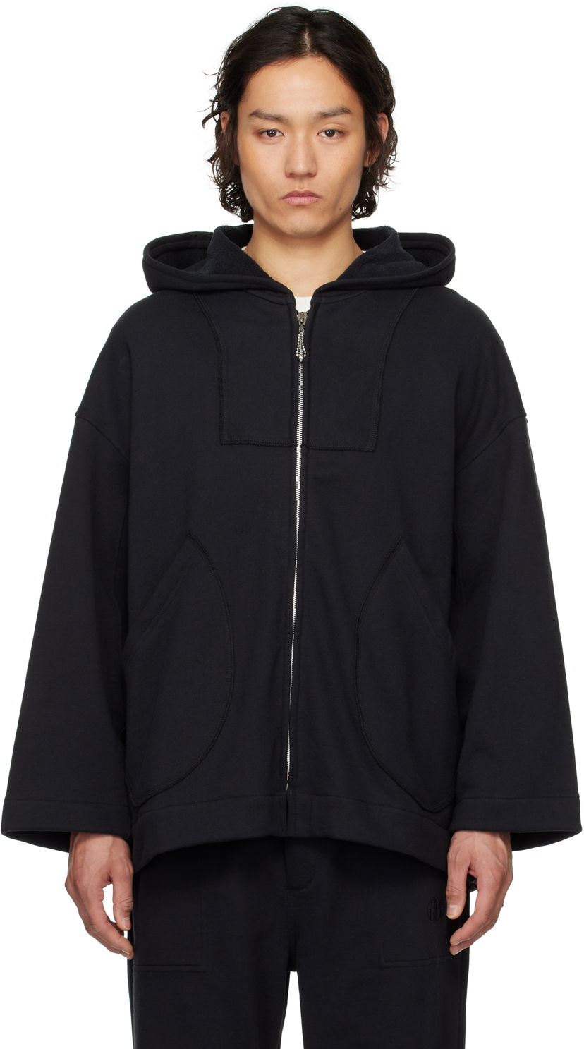 Sweatshirt Bode Bode Sideline Zip-Up Hoodie Svart | MRS25CS054