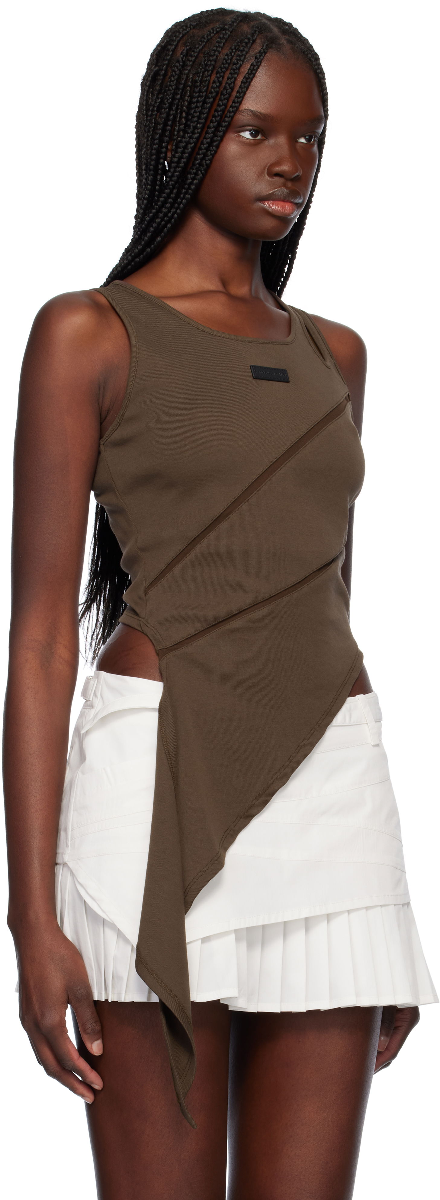 Linne Feng Chen Wang Feng Chen Wang Patchwork Asymmetric Tank Top Brun | FWS19VS01B, 1