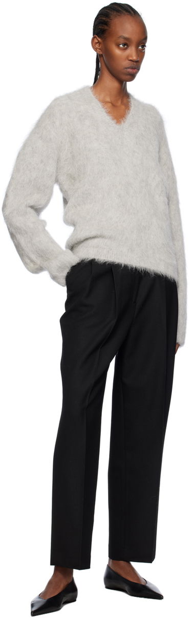 Sweater TOTEME Petite V-Neck Sweater Grå | 241-WRT1032-YA0013, 3