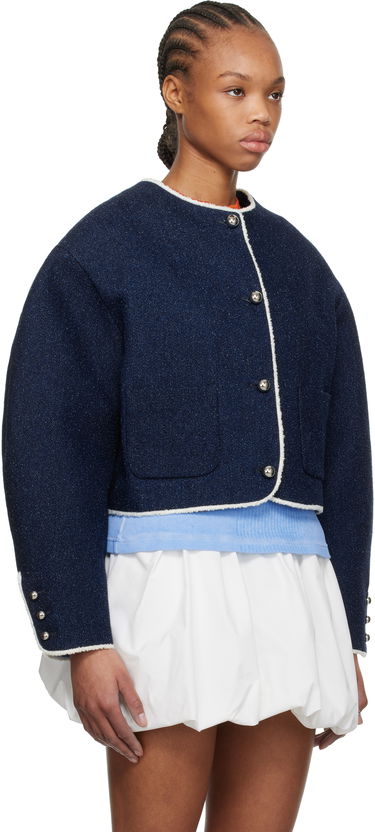 Sweater MSGM MSGM Patch Pocket Cropped Denim Jacket Mörkblå | 3841MDG03 257112, 1
