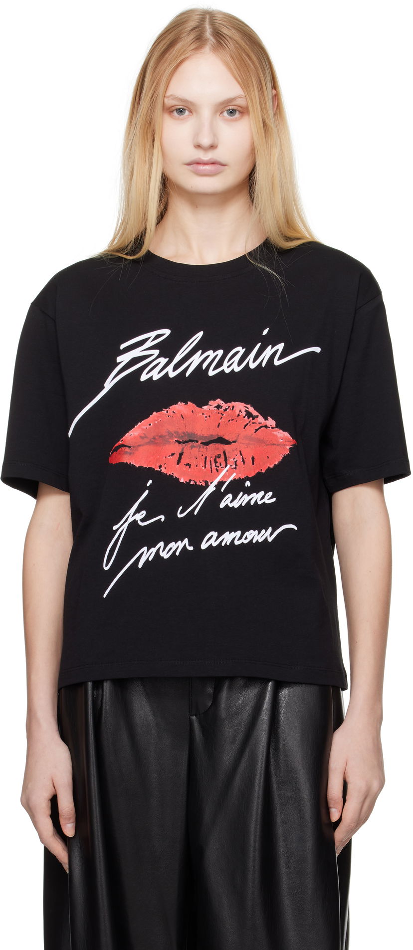T-shirt Balmain Balmain Short-Sleeved Kiss Print T-Shirt Svart | EF1EG110GE45