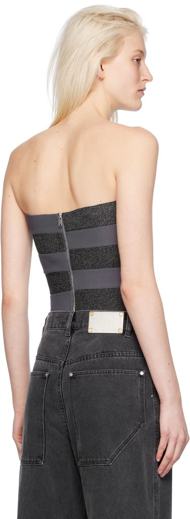 Linne Dion Lee Reflective Interlocking Weave Bustier Top Grå | A7798PS24, 2