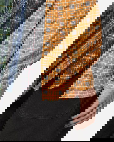 Skjorta Needles 7 Cuts Zipped Wide Flannel Shirt Grön | MR343 1002, 5