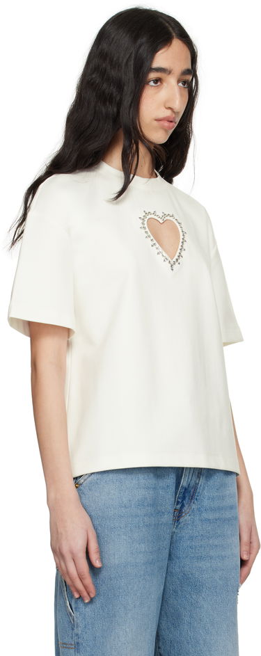 T-shirt Area AREA Crystal Heart Cutout Relaxed T-Shirt Vit | 0000TS0026FA01, 1