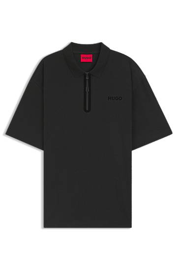 Polotröja BOSS HUGO Zip Placket Polo Shirt Svart | 50542313