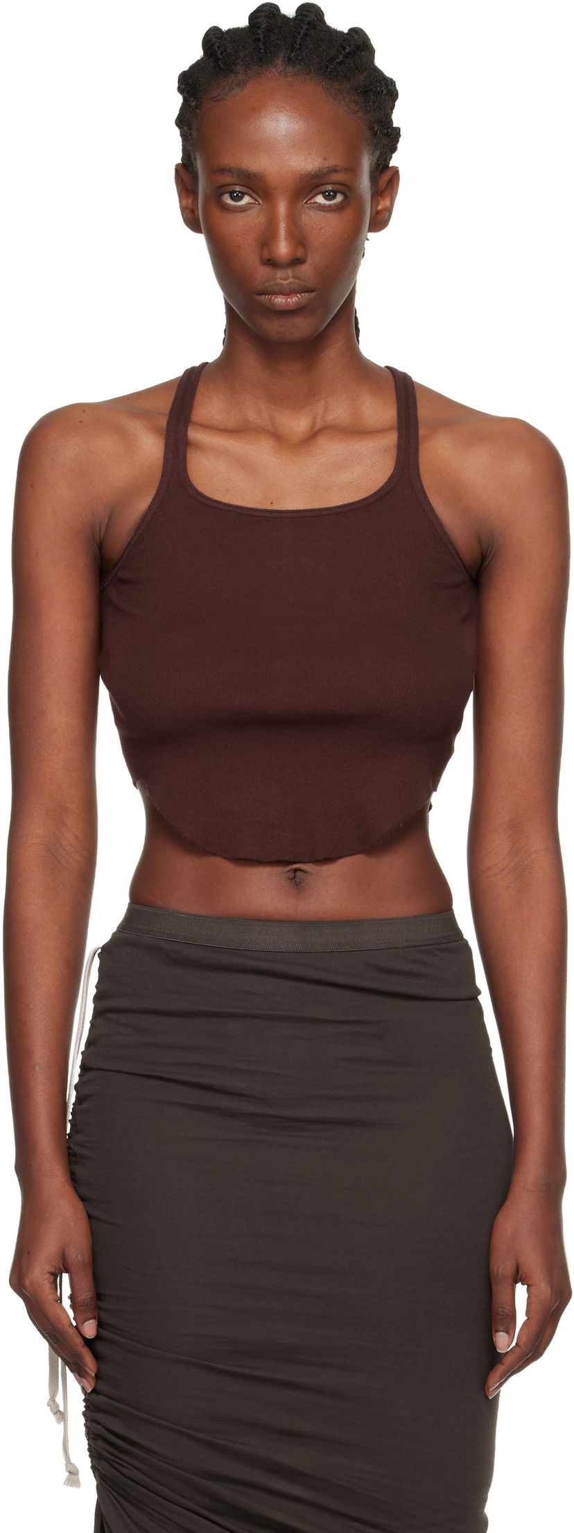 Linne Rick Owens DRKSHDW Concordians Basic Rib Tank Top Brun | DS02E7100 RN